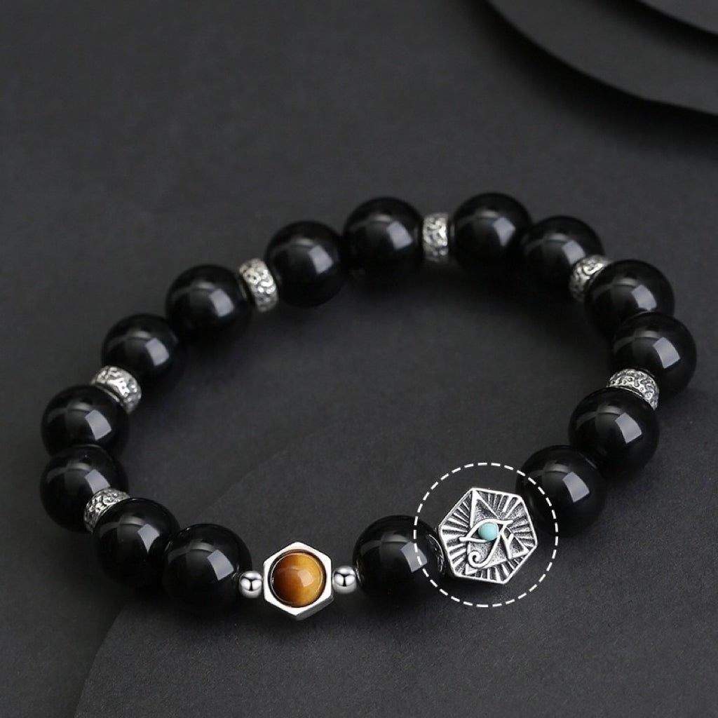 Bracelet Obsidienne Argent 925 Protection Énergie - Biloria