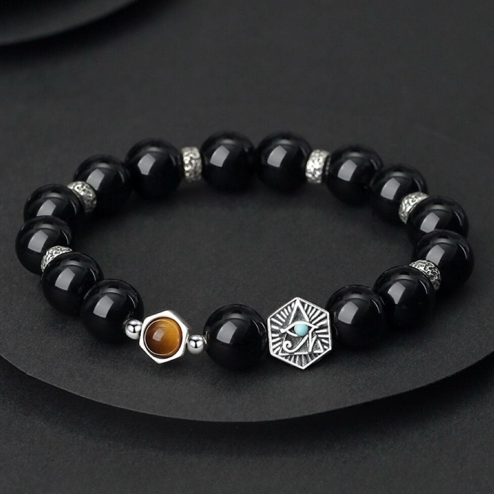 Bracelet Obsidienne Argent 925 Protection Énergie - Biloria