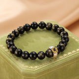 Bracelet Obsidienne Cheval Coq - Argent 925 - Biloria
