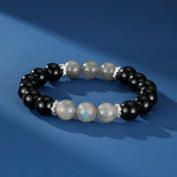 Bracelet Obsidienne Labradorite Homme Argent 925 - Biloria