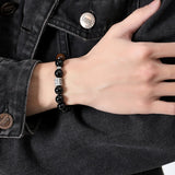 Bracelet Obsidienne Œil de Tigre Argent Protection Force Intérieure - Biloria