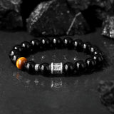 Bracelet Obsidienne Œil de Tigre Argent Protection Force Intérieure - Biloria