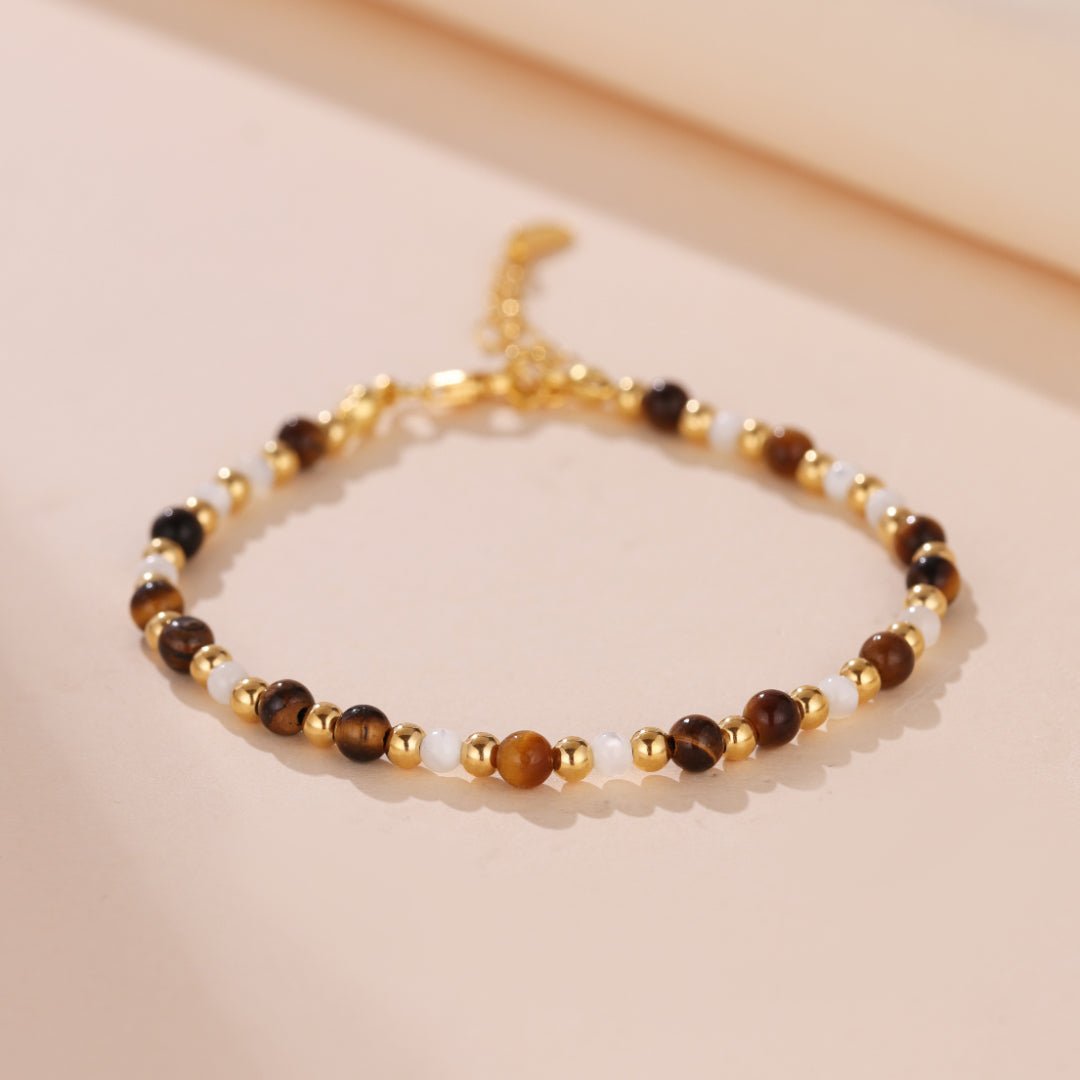 Bracelet Œil de Tigre Charme Royal - Argent Plaqué Or - Biloria