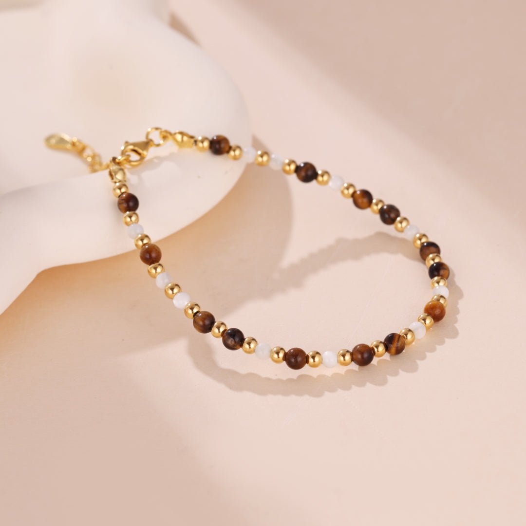 Bracelet Œil de Tigre Charme Royal - Argent Plaqué Or - Biloria