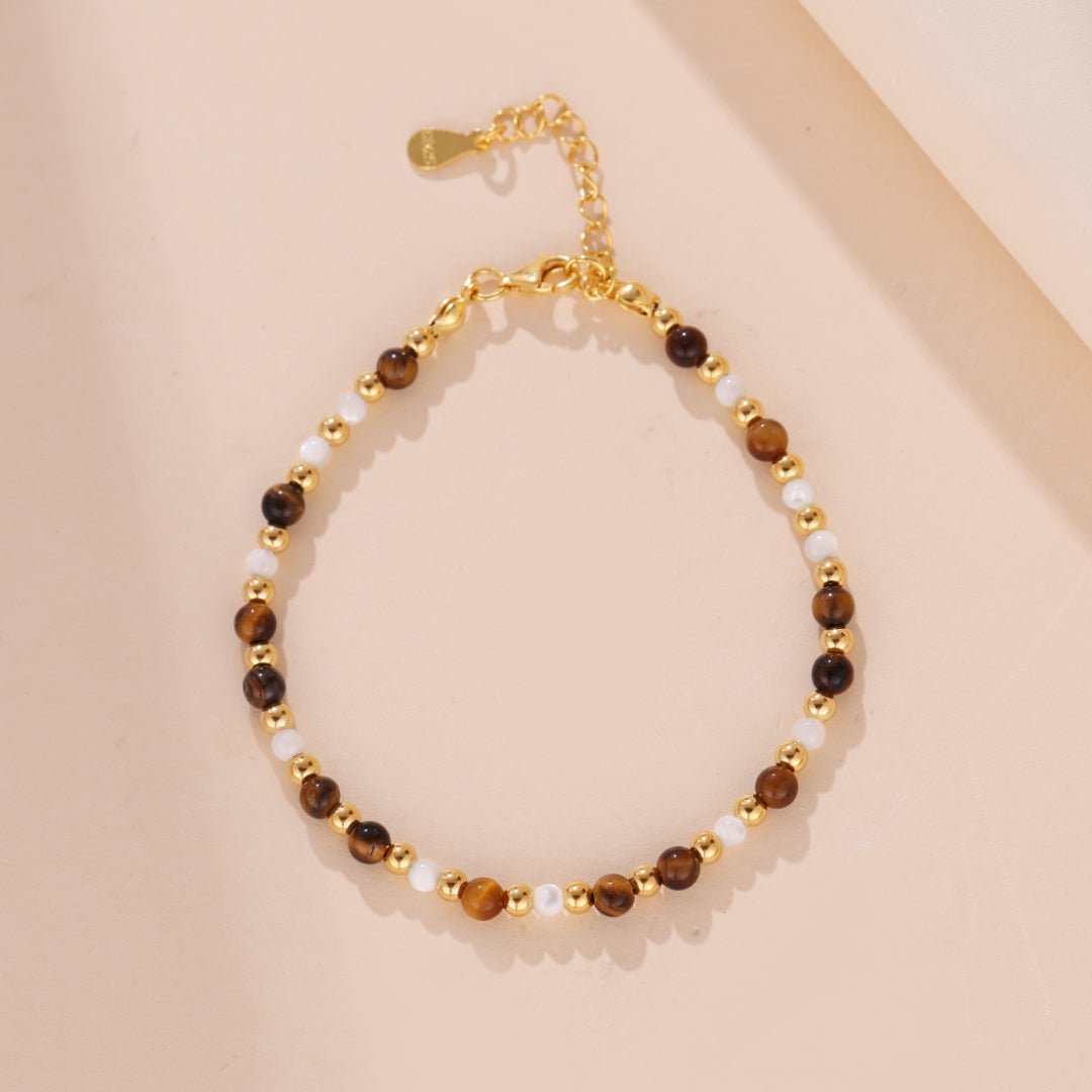 Bracelet Œil de Tigre Charme Royal - Argent Plaqué Or - Biloria
