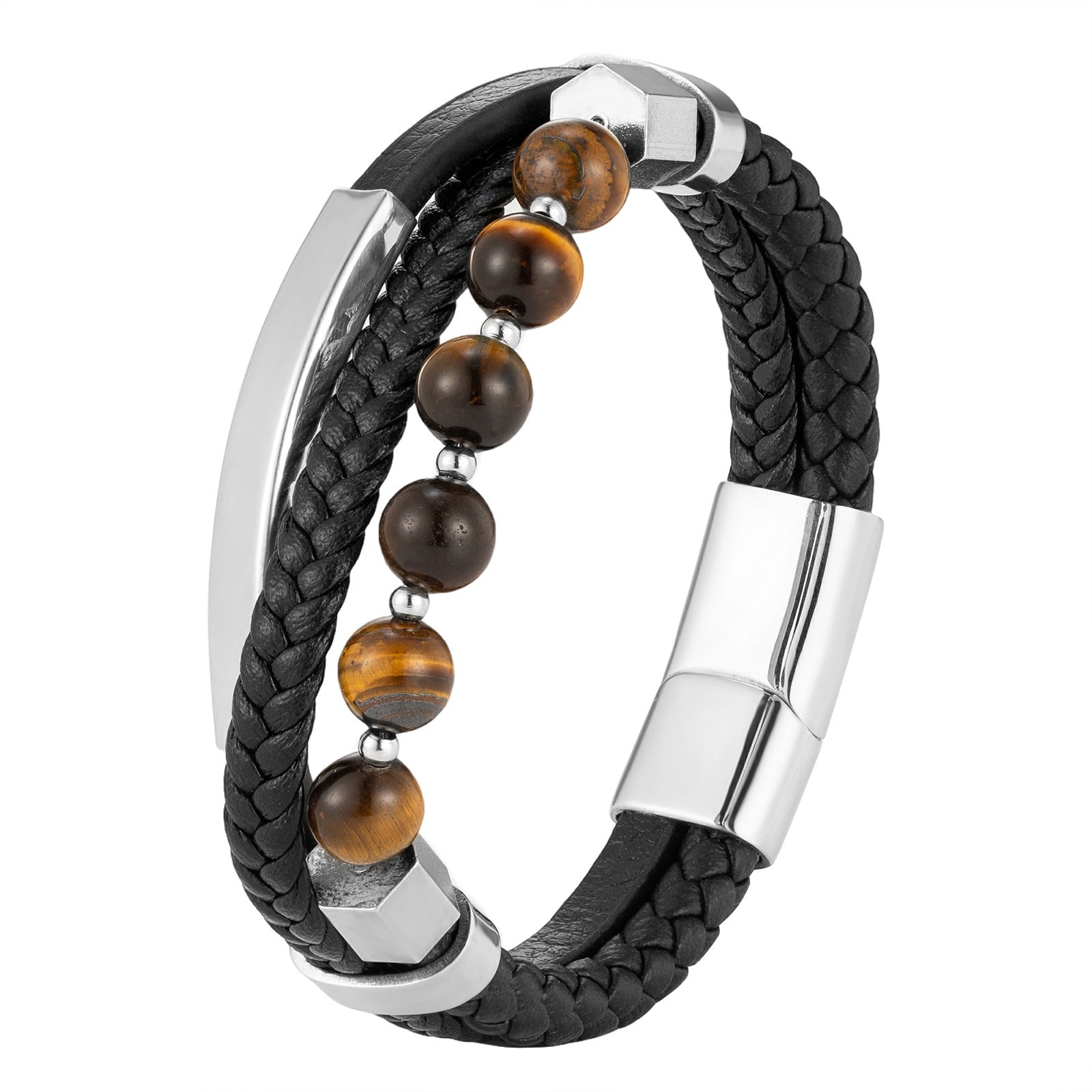 Bracelet Œil de Tigre Cuir Homme – Courage et Protection - Biloria