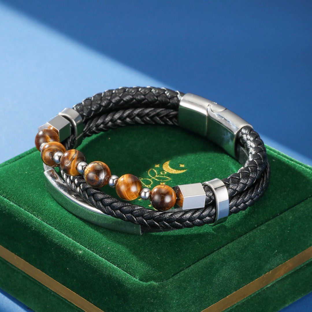 Bracelet Œil de Tigre Cuir Homme – Courage et Protection - Biloria