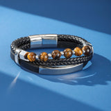 Bracelet Œil de Tigre Cuir Homme – Courage et Protection - Biloria