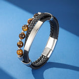 Bracelet Œil de Tigre Cuir Homme – Courage et Protection - Biloria