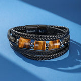 Bracelet Œil de Tigre Cuir Tressé – Protection Masculine - Biloria