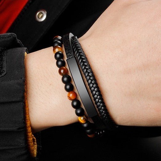 Bracelet Œil de Tigre en Cuir – Protection et Force Intérieure - Biloria
