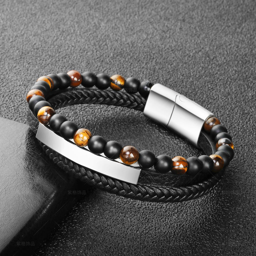 Bracelet Œil de Tigre en Cuir – Protection et Force Intérieure - Biloria