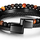 Bracelet Œil de Tigre en Cuir – Protection et Force Intérieure - Biloria