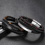Bracelet Œil de Tigre en Cuir – Protection et Force Intérieure - Biloria