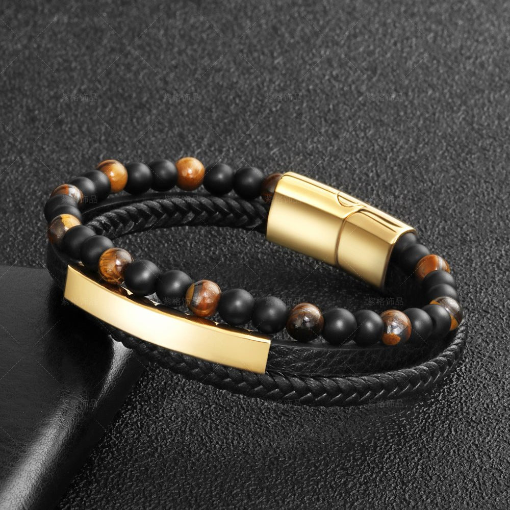Bracelet Œil de Tigre en Cuir – Protection et Force Intérieure - Biloria
