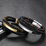 Bracelet Œil de Tigre en Cuir – Protection et Force Intérieure - Biloria