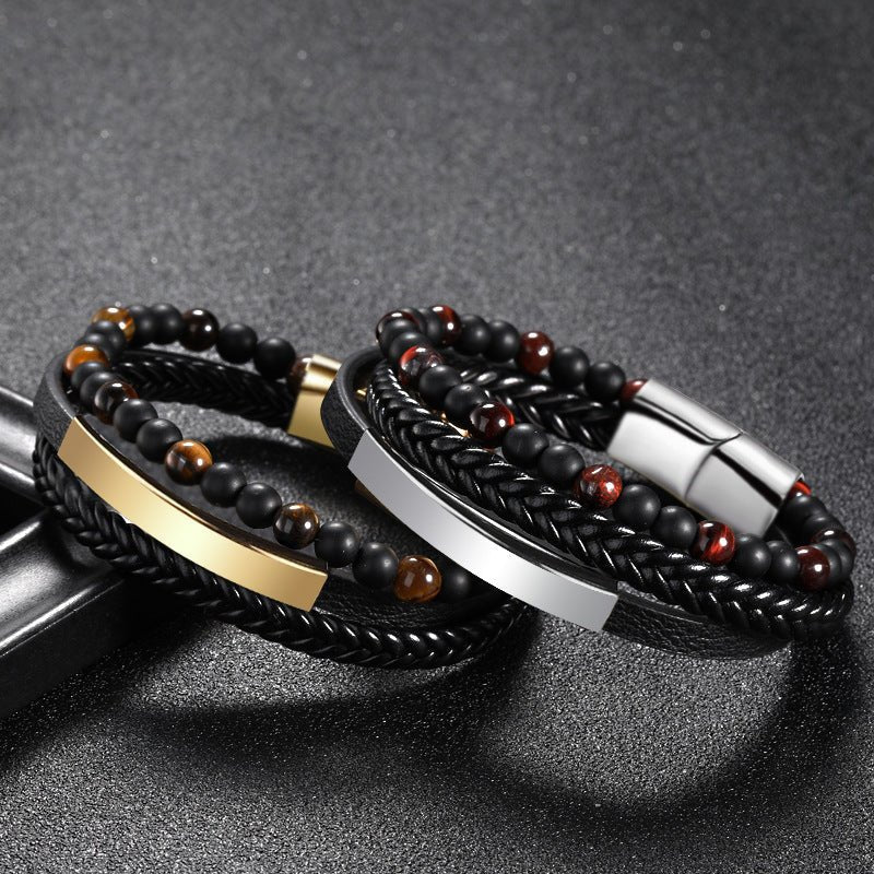 Bracelet Œil de Tigre en Cuir – Protection et Force Intérieure - Biloria