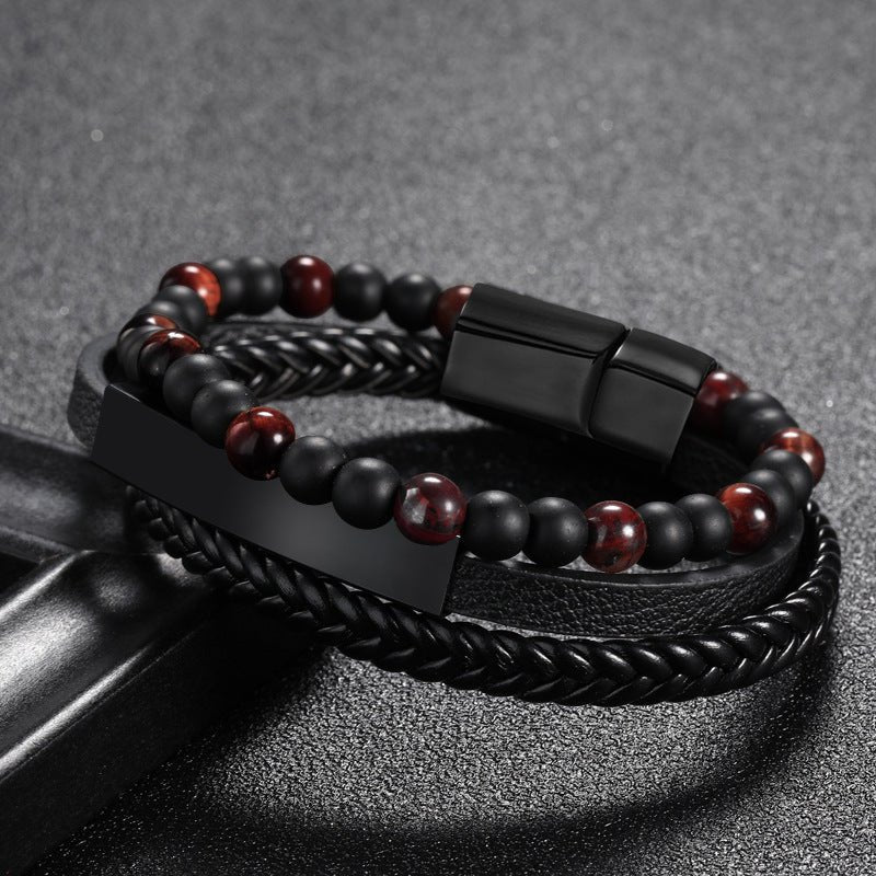 Bracelet Œil de Tigre en Cuir – Protection et Force Intérieure - Biloria