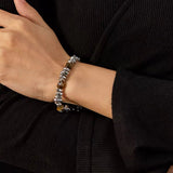 Bracelet Œil de Tigre et Acier Homme - Bijou Géométrique - Biloria
