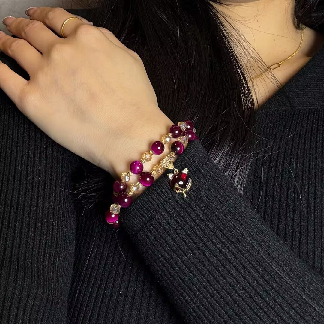Bracelet Œil de Tigre et Charme Renard pour le Bien-être - Biloria