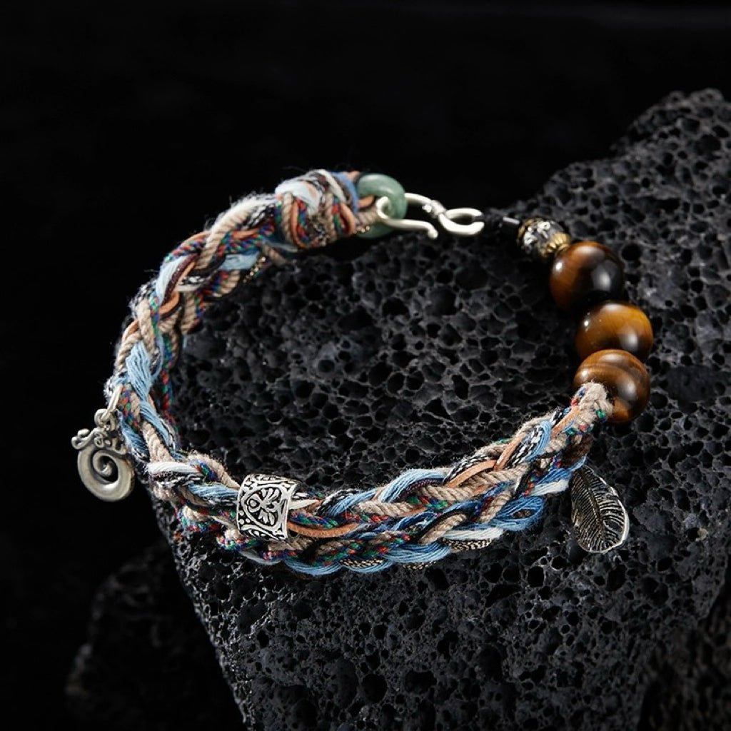 Bracelet Œil de Tigre et Jade Fait Main – Cadeau Spirituel - Biloria