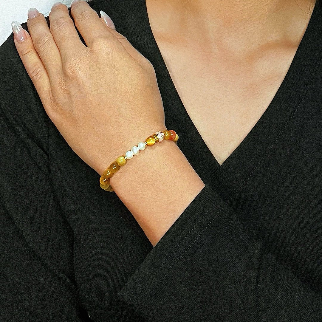 Bracelet Œil de Tigre et Perles fait main – Protection et élégance - Biloria