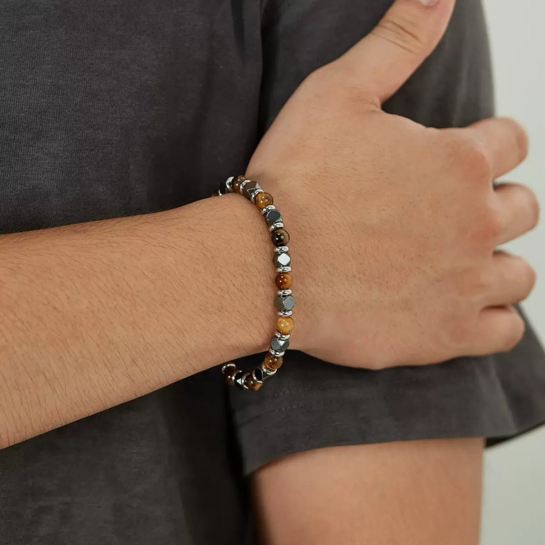 Bracelet Œil de Tigre Hématite Homme – Protection et Style - Biloria