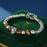 Bracelet Œil de Tigre Homme avec Tête de Léopard - Biloria