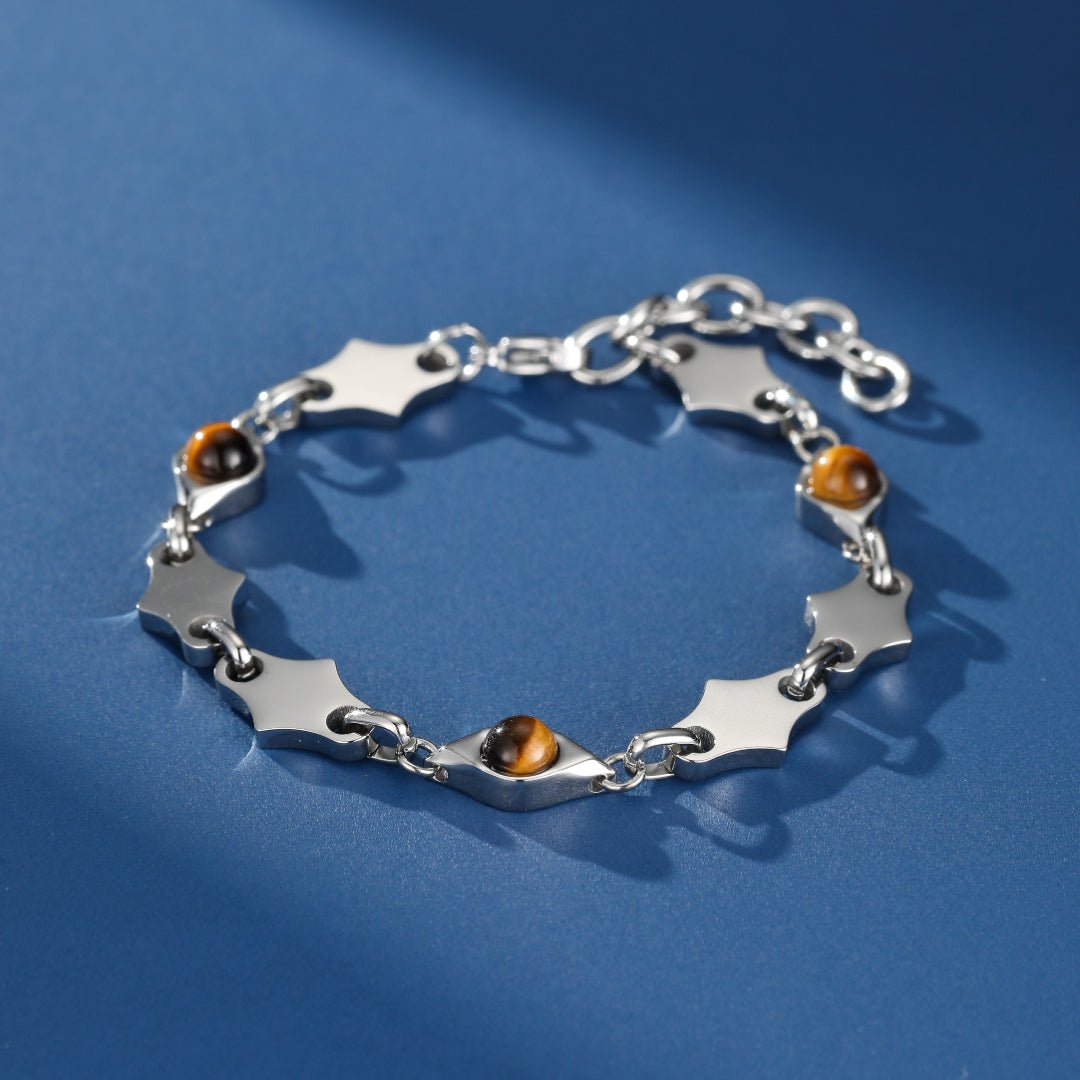 Bracelet Œil de Tigre Homme en Acier Inoxydable - Biloria