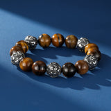 Bracelet Œil de Tigre Mantra Gravé pour Homme - Biloria