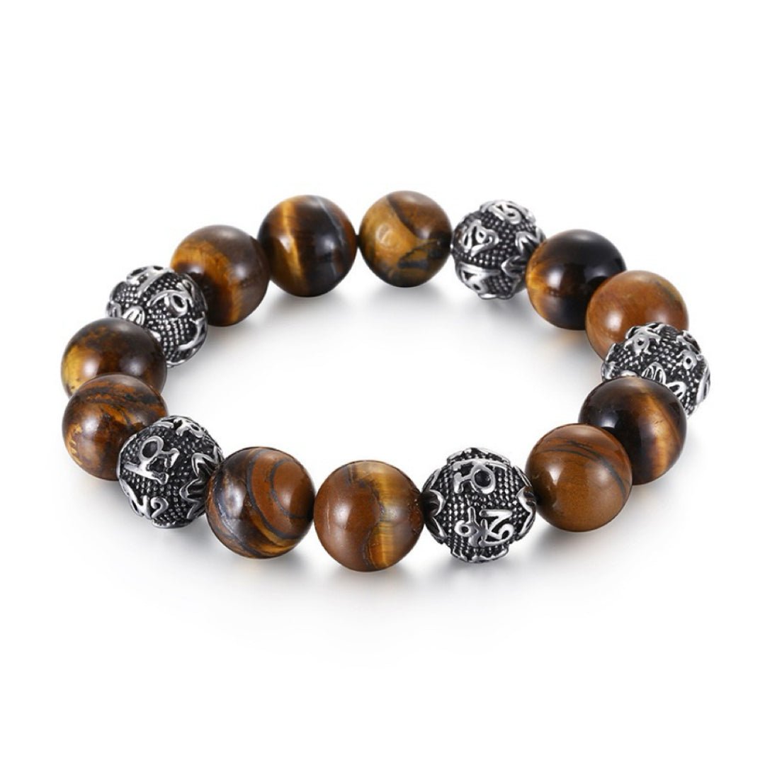 Bracelet Œil de Tigre Mantra Gravé pour Homme - Biloria