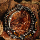 Bracelet Œil de Tigre Obsidienne Mauvais Œil Protection Argent - Biloria