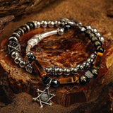 Bracelet Œil de Tigre Obsidienne Mauvais Œil Protection Argent - Biloria