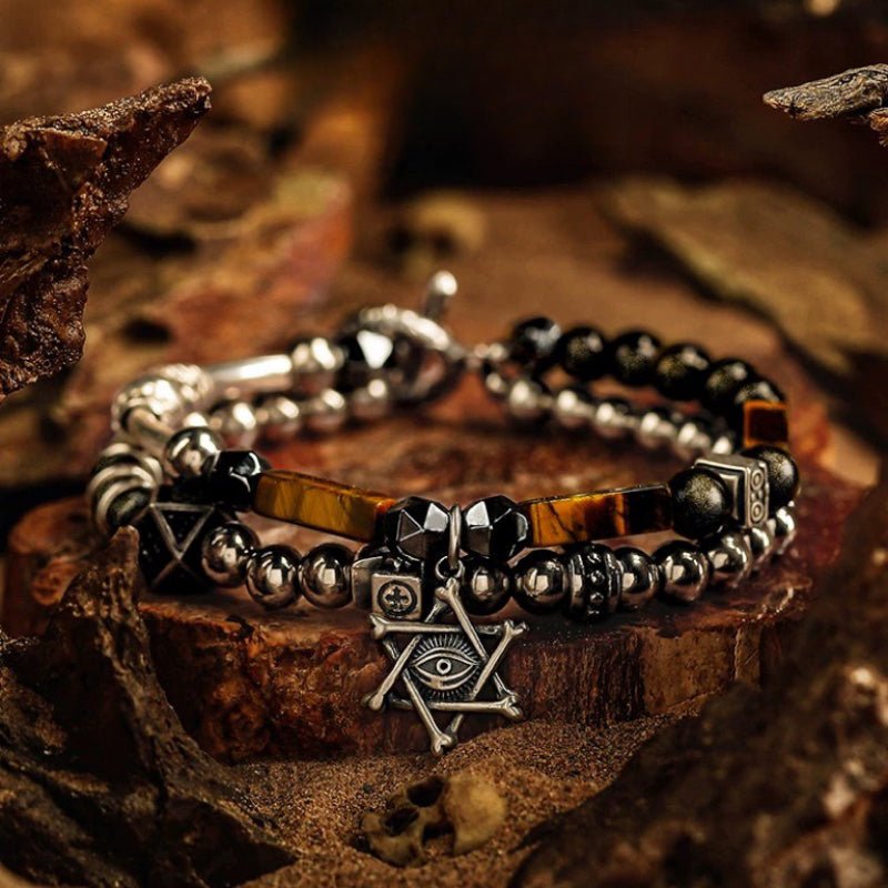 Bracelet Œil de Tigre Obsidienne Mauvais Œil Protection Argent - Biloria