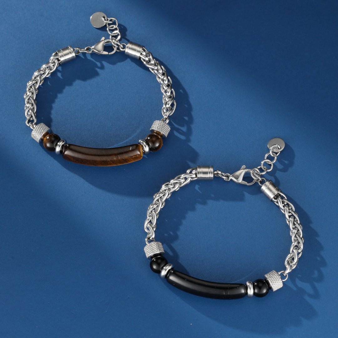 Bracelet Œil de Tigre ou Obsidienne pour Homme Protection et Confiance - Biloria