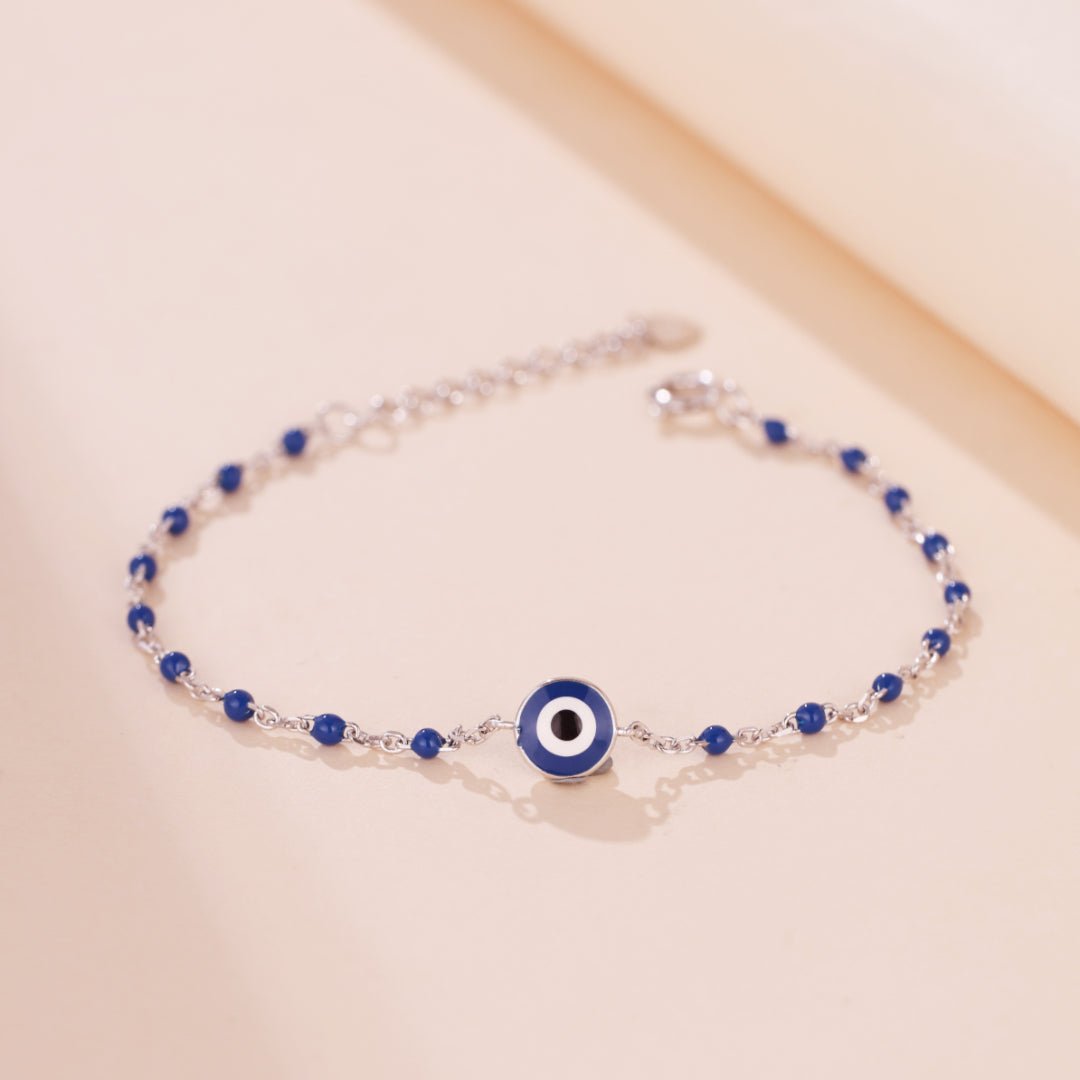 Bracelet Œil Protecteur Argent 925 Perles Bleues - Biloria