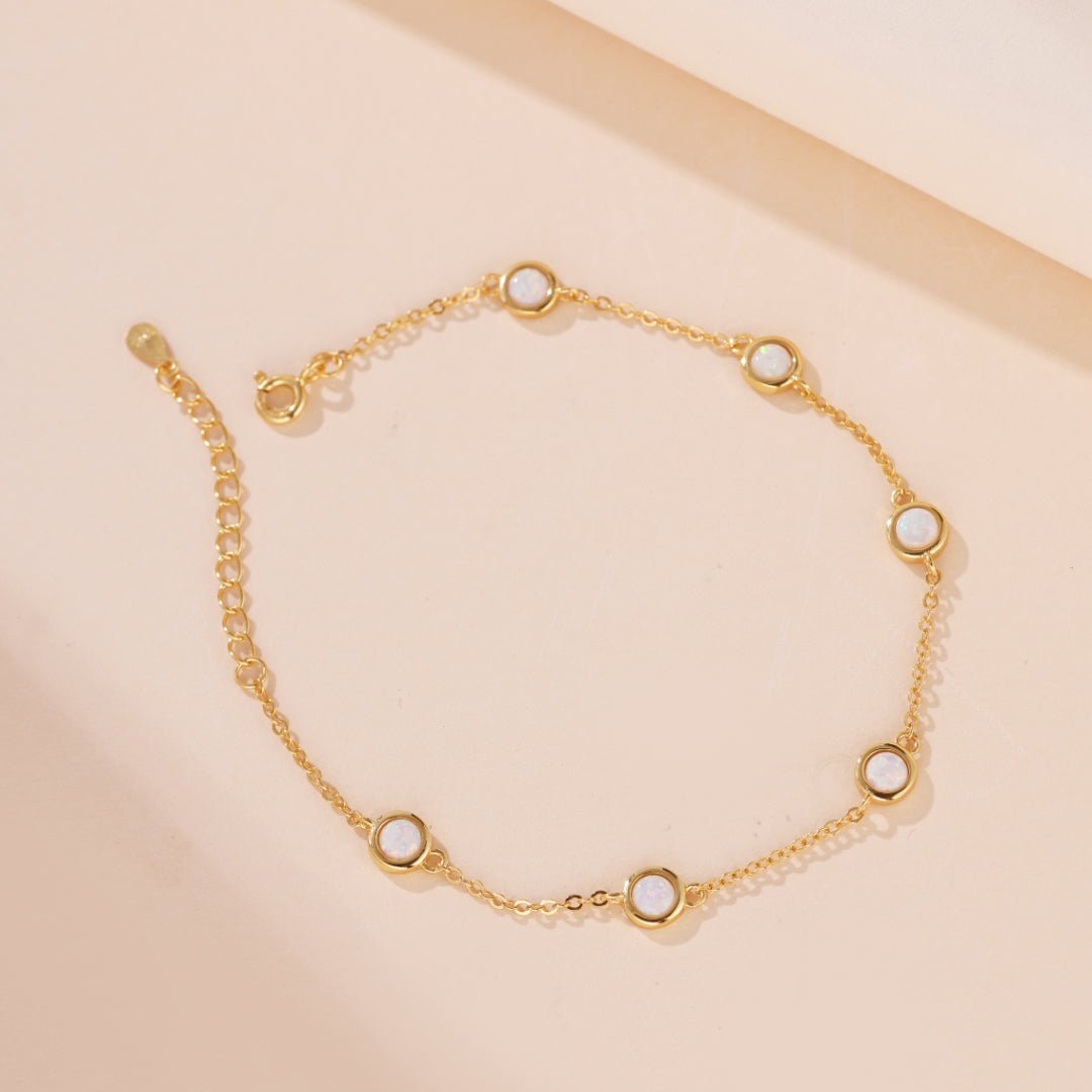 Bracelet Opale Argent Plaqué Or – Harmonie et Pureté - Biloria