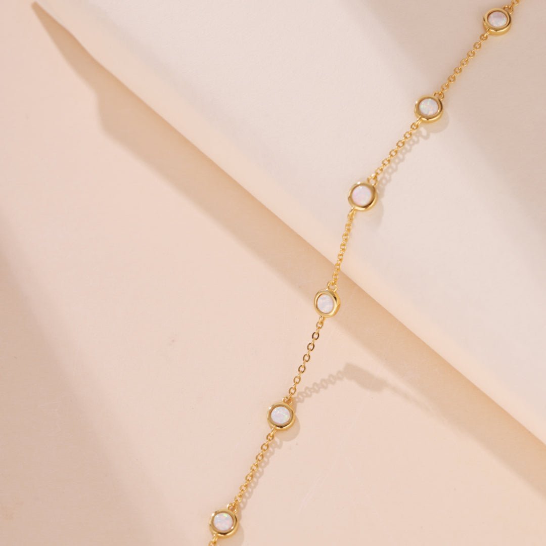 Bracelet Opale Argent Plaqué Or – Harmonie et Pureté - Biloria