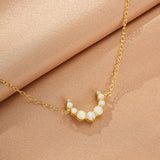 Bracelet Opale Croissant Lune Argent Plaqué Or 18K - Biloria