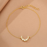 Bracelet Opale Croissant Lune Argent Plaqué Or 18K - Biloria