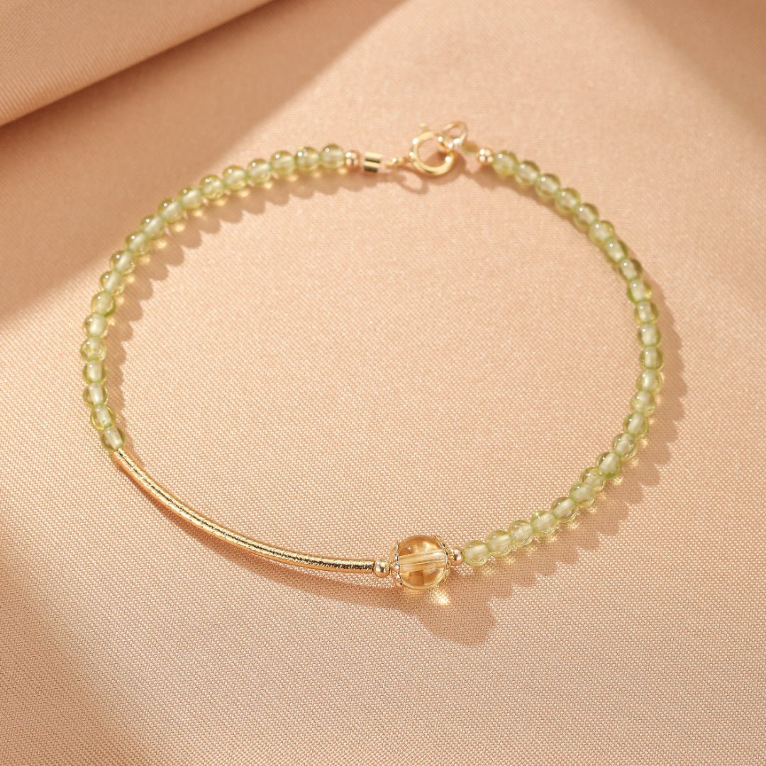 Bracelet Péridot Citrine Perles Naturelles - Biloria