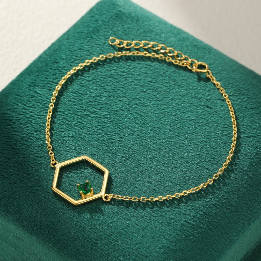 Bracelet Péridot Étoile Radieuse – Argent Plaqué Or, Bijou Lumière - Biloria