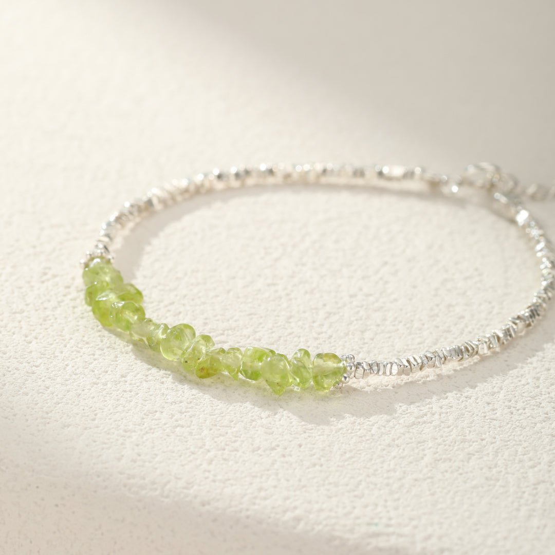 Bracelet Péridot Onde Végétale en Argent 925 – Bijou Nature - Biloria