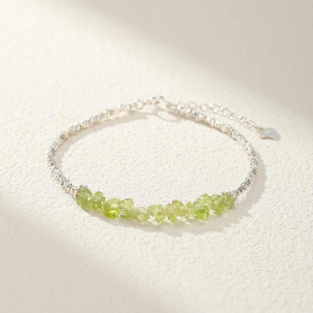 Bracelet Péridot Onde Végétale en Argent 925 – Bijou Nature - Biloria