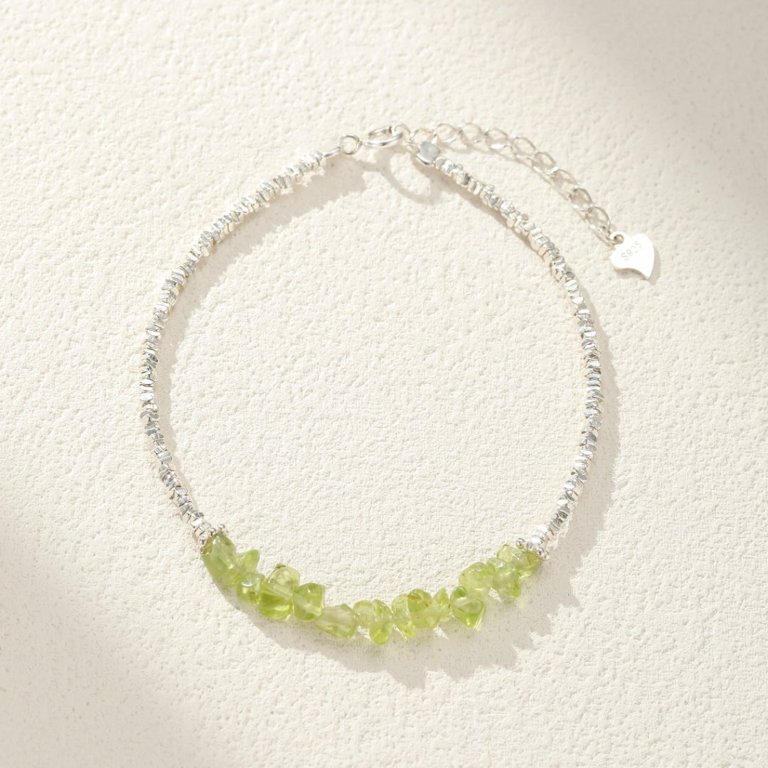 Bracelet Péridot Onde Végétale en Argent 925 – Bijou Nature - Biloria