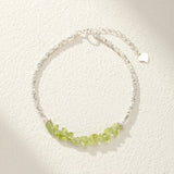 Bracelet Péridot Onde Végétale en Argent 925 – Bijou Nature - Biloria