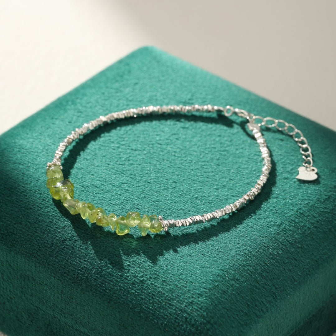 Bracelet Péridot Onde Végétale en Argent 925 – Bijou Nature - Biloria