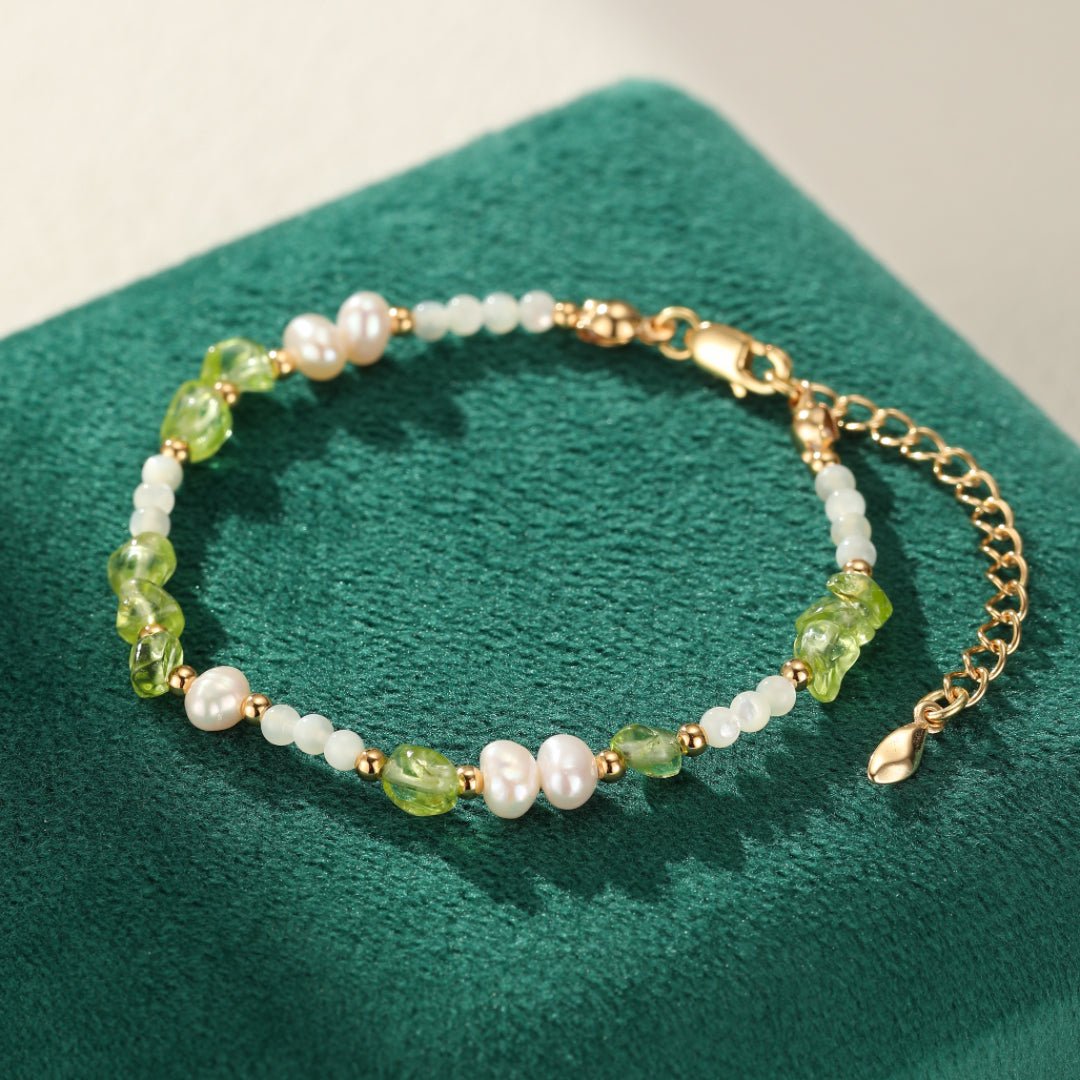 Bracelet Péridot Perles Nacre – Bijou Cadeau Équilibré - Biloria