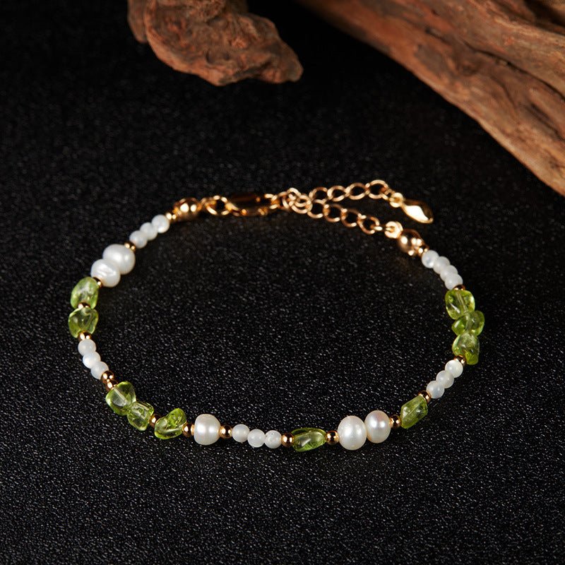 Bracelet Péridot Perles Nacre – Bijou Cadeau Équilibré - Biloria