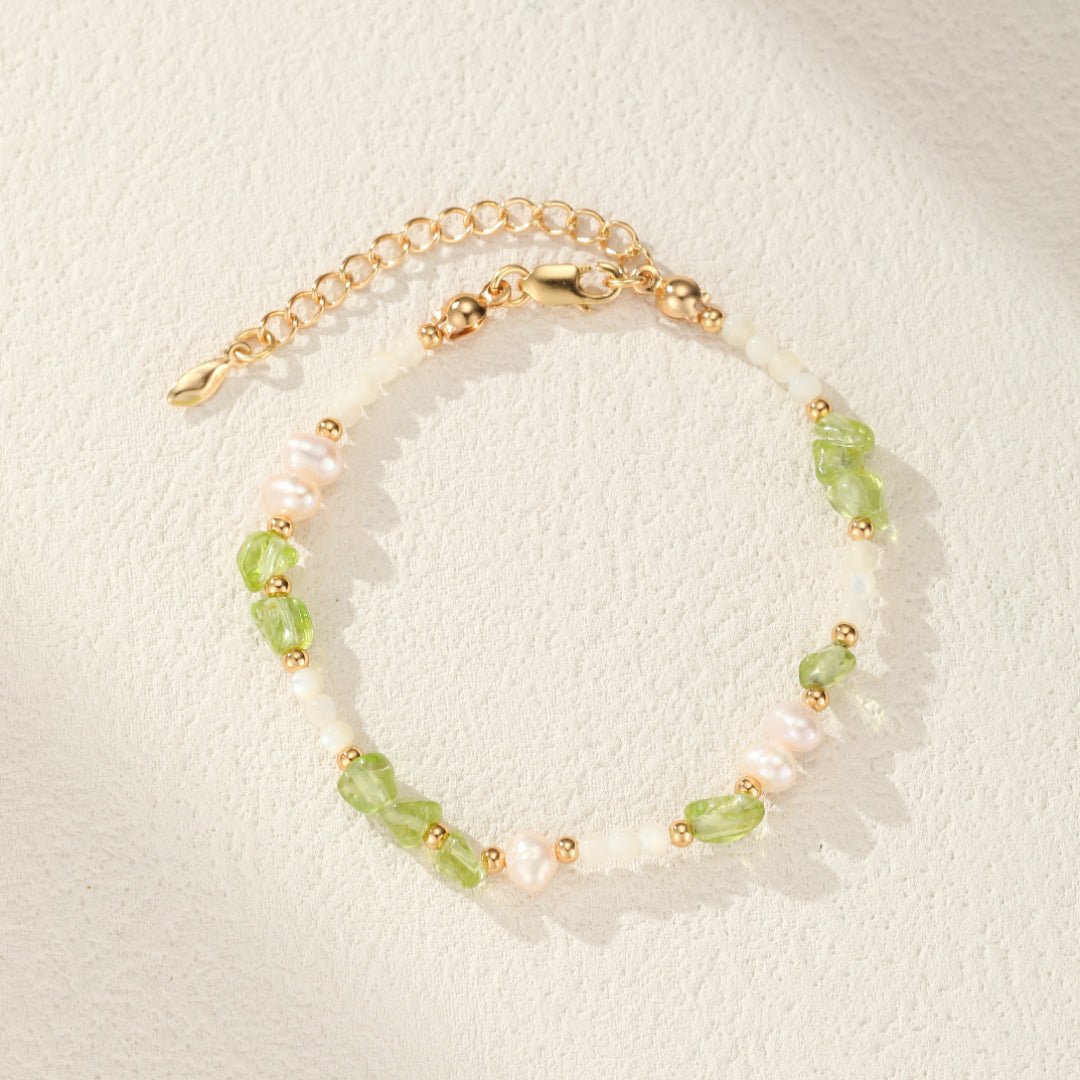 Bracelet Péridot Perles Nacre – Bijou Cadeau Équilibré - Biloria